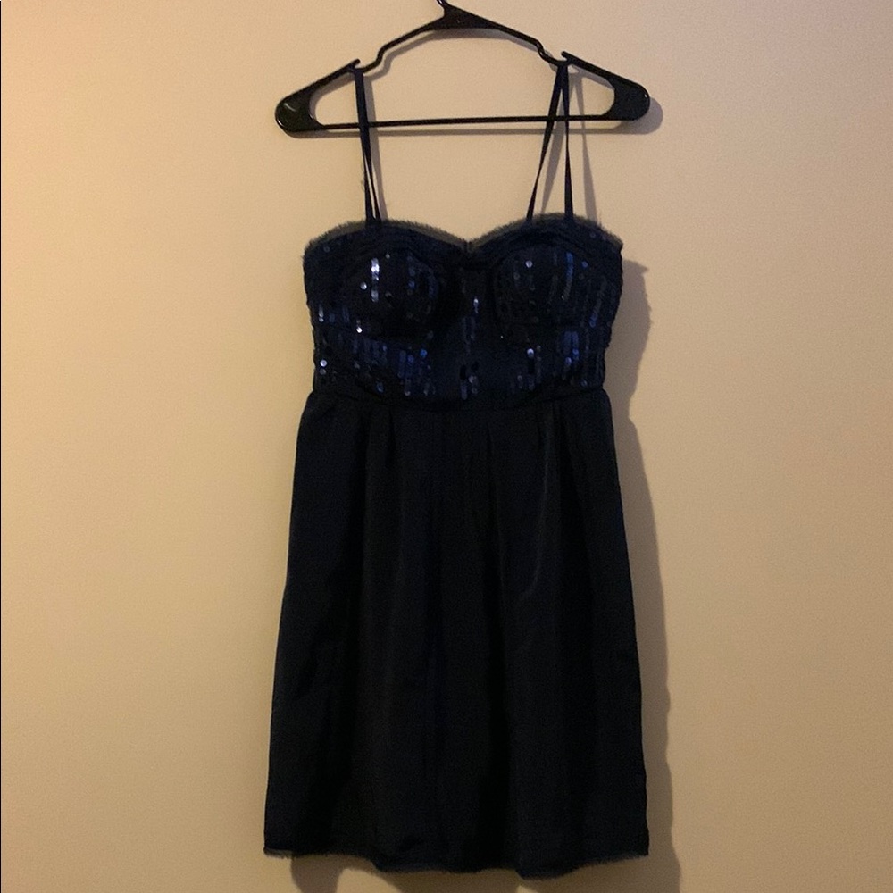 Elegant Navy Blue Strapless Dress